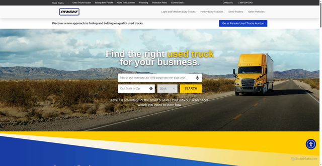 Security scan screenshot of https://penskeusedtrucks.com