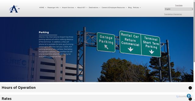 Security scan screenshot of https://www.acairport.com/parking