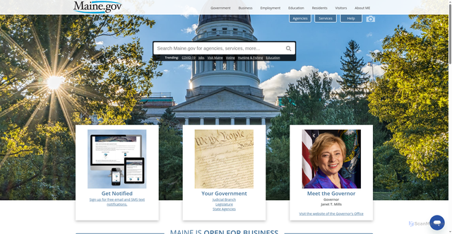 Security scan screenshot of https://www.maine.gov/portal/index.html