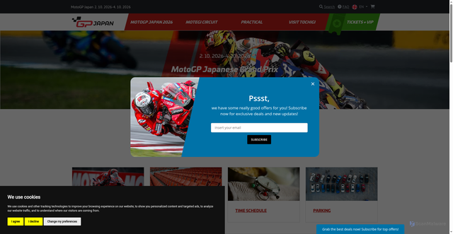 Security scan screenshot of https://www.motogpjapan.com/