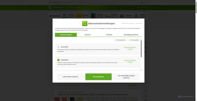 Security scan screenshot of https://iphone-ticker.de