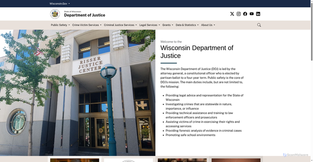 Security scan screenshot of https://wisdoj.gov/