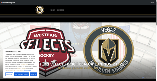 Security scan screenshot of https://www.vegasgoldenknightsjr.com/