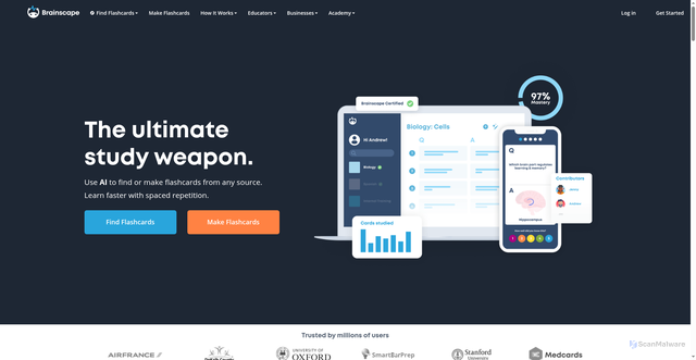 Security scan screenshot of https://brainscape.com