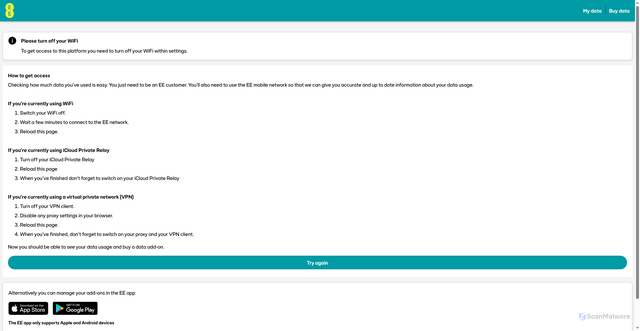 Security scan screenshot of add-on.ee.co.uk
