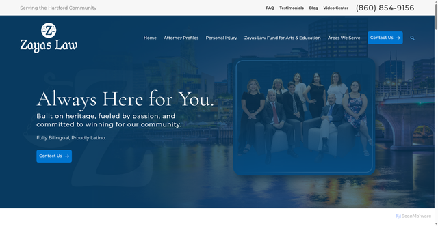Security scan screenshot of https://www.zayaslaw.com/