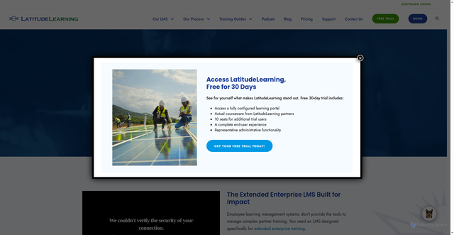 Security scan screenshot of https://latitudelearning.com