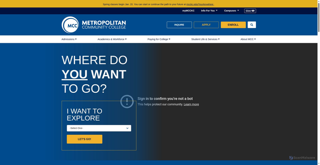 Security scan screenshot of https://mcckc.edu