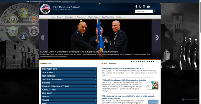 Security scan screenshot of https://www.jbsa.mil/