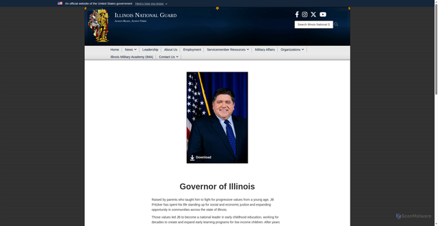 Security scan screenshot of https://www.il.ngb.army.mil/Leadership/Leadership-View/Article/1761993/governor-of-illinois/