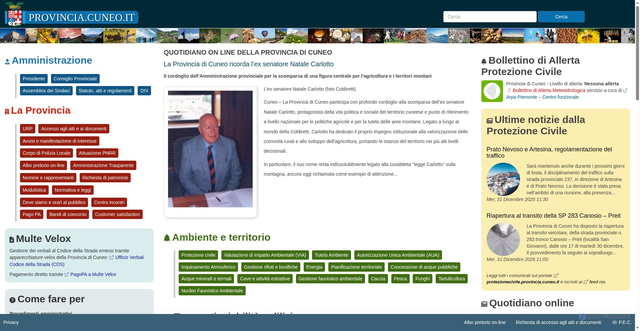 Security scan screenshot of https://www.provincia.cuneo.it/