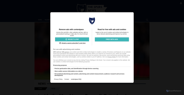 Security scan screenshot of https://www.thespurs.news/news/who-is-lucas-bergvall-age-height-position-style-of-play-more/