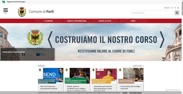 Security scan screenshot of https://www.comune.forli.fc.it/servizi/notizie/notizie_homepage.aspx