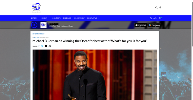Security scan screenshot of https://kzyfm955.com/michael-b-jordan-on-winning-the-oscar-for-best-actor-whats-for-you-is-for-you/