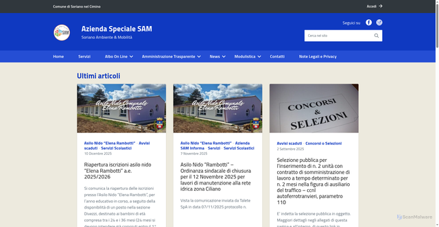 Security scan screenshot of https://www.aziendaspecialesam.it/