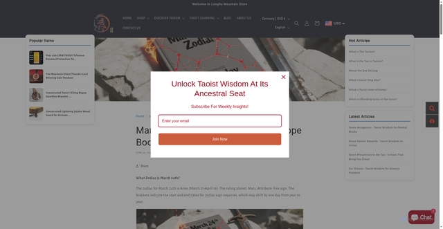 Security scan screenshot of https://longhumountain.com/blogs/365-day-birthday-constellation-fortune-book/march-24th-zodiac-birthday-horoscope-book?srsltid=AfmBOortgMx9n-xRGMRj2KylpFV8OsX6529k2gM8m2XH-lOgp_rBFxOp
