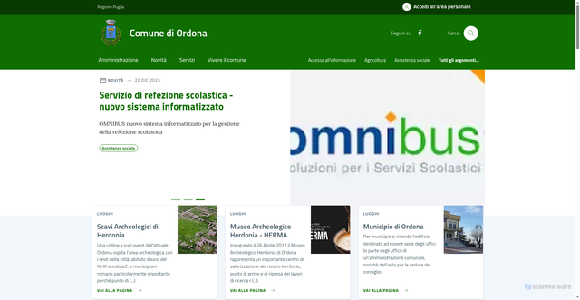 Security scan screenshot of https://www.comune.ordona.fg.it