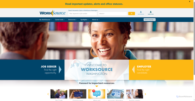 Security scan screenshot of https://worksourcewa.com
