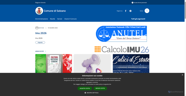 Security scan screenshot of https://www.comune.salzano.ve.it