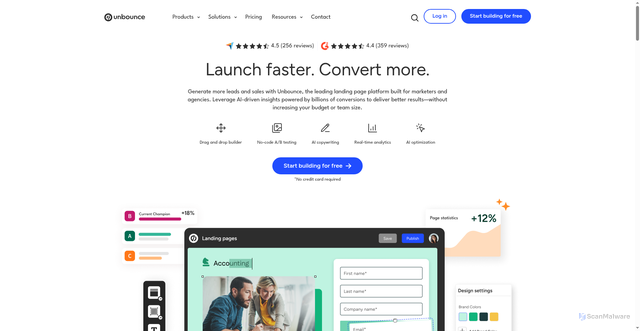 Security scan screenshot of https://unbounce.com