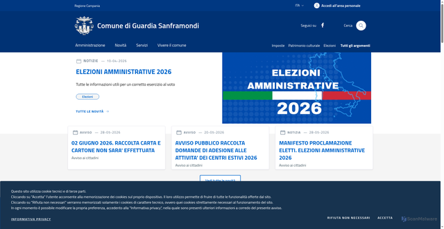 Security scan screenshot of https://www.comune.guardiasanframondi.bn.it