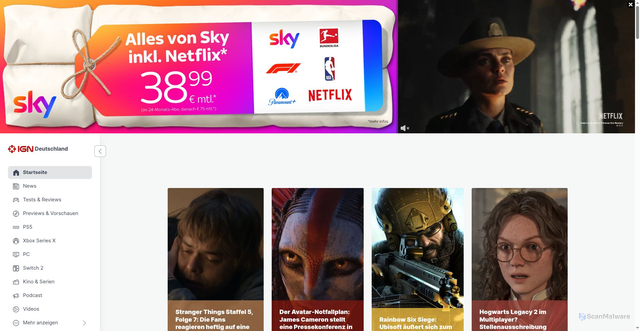 Security scan screenshot of https://www.ign.com