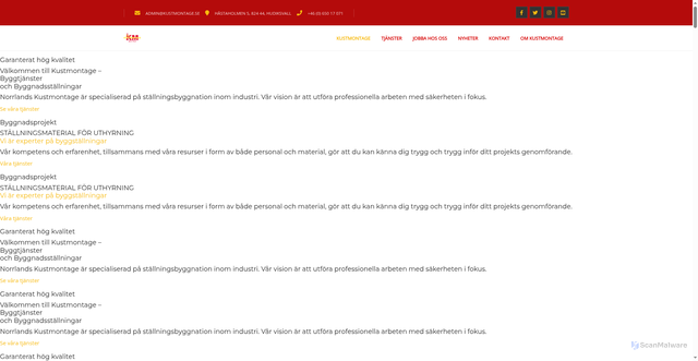 Security scan screenshot of https://kustmontage.se
