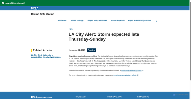 Security scan screenshot of https://bso.ucla.edu/news/la-city-alert-storm-expected-late-thursday-sunday
