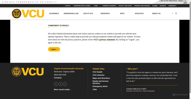 Security scan screenshot of https://clc.vcu.edu/