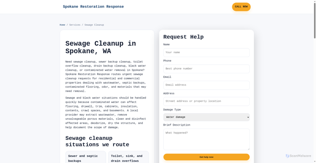 Security scan screenshot of spokanerestoration.pages.dev
