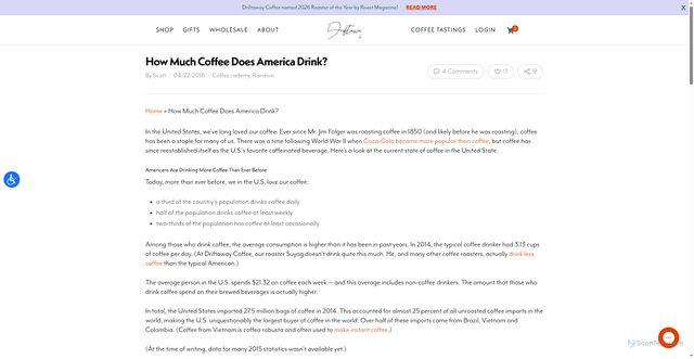 Security scan screenshot of https://driftaway.coffee/much-coffee-america-drink/