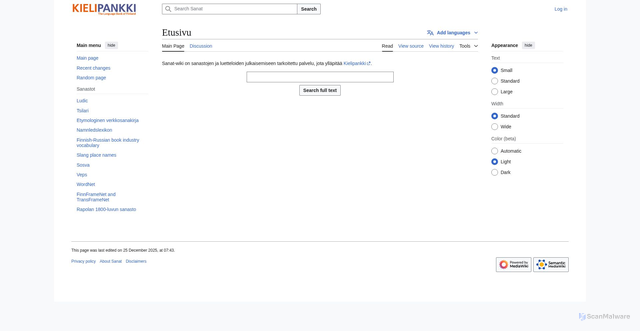 Security scan screenshot of https://sanat.csc.fi