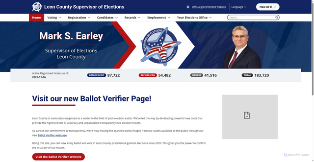 Security scan screenshot of https://www.leonvotes.gov/