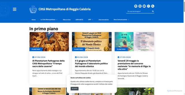 Security scan screenshot of https://www.cittametropolitana.rc.it