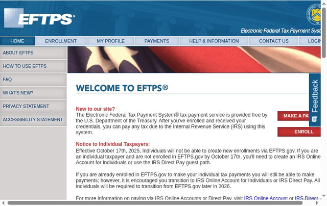 Security scan screenshot of https://www.eftps.gov/eftps/