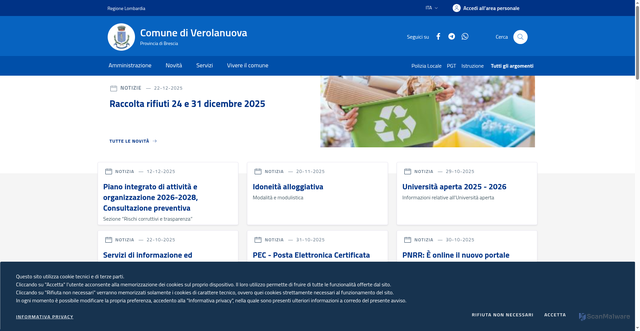 Security scan screenshot of https://www.comune.verolanuova.bs.it/