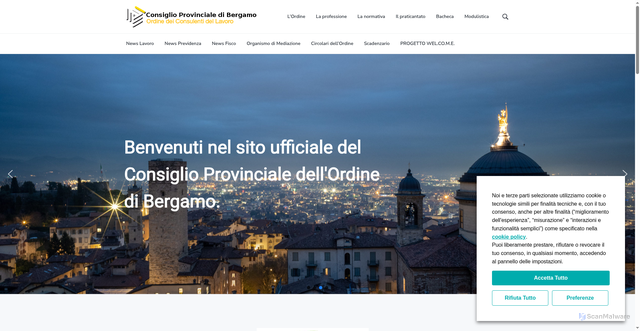 Security scan screenshot of https://www.consulentidellavoro.bg.it