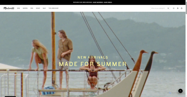 Security scan screenshot of https://www.madewell.com