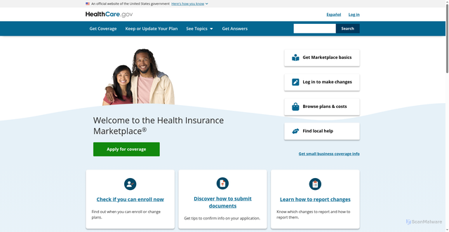 Security scan screenshot of https://www.healthcare.gov