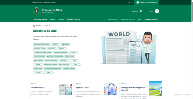 Security scan screenshot of https://www.comune.altilia.cs.it/
