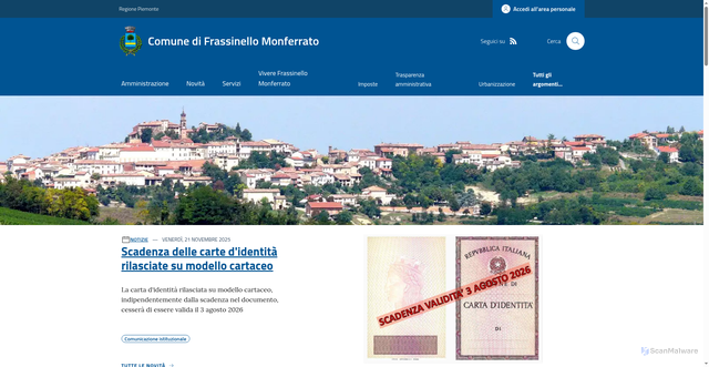 Security scan screenshot of https://www.comune.frassinellomonferrato.al.it/