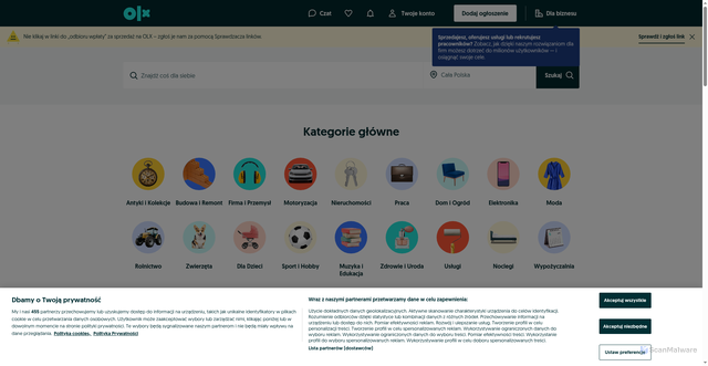 Security scan screenshot of https://m.olx.pl