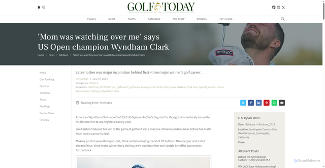 Security scan screenshot of https://golftoday.co.uk/mom-was-watching-over-me-says-us-open-champion-wyndham-clark/