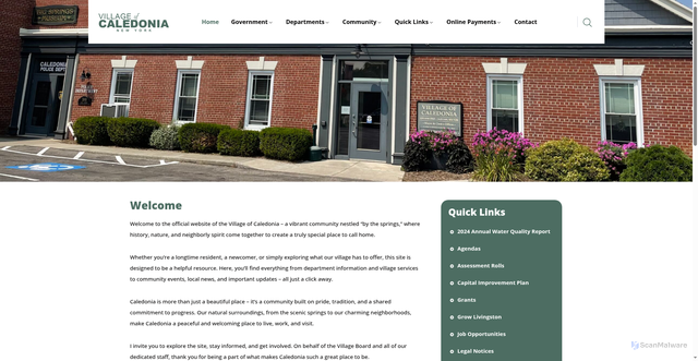 Security scan screenshot of https://villageofcaledoniany.gov/