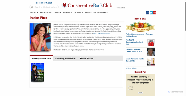 Security scan screenshot of https://www.conservativebookclub.com/profile/jeanine-pirro