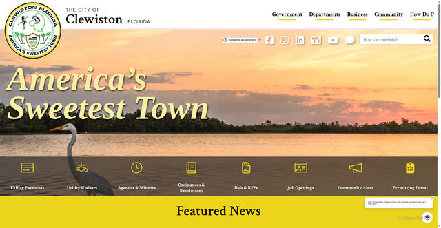 Security scan screenshot of https://www.clewiston-fl.gov/