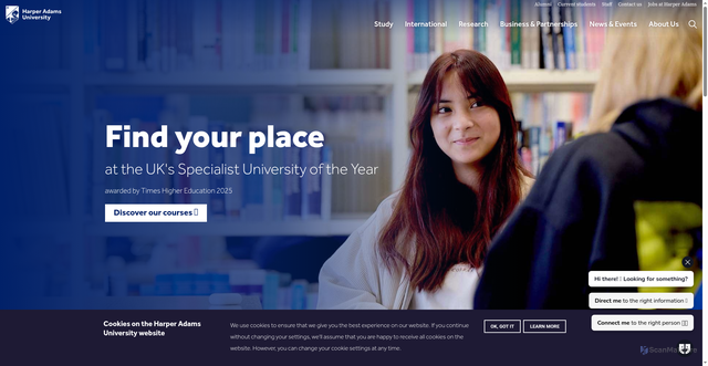 Security scan screenshot of https://www.harper-adams.ac.uk