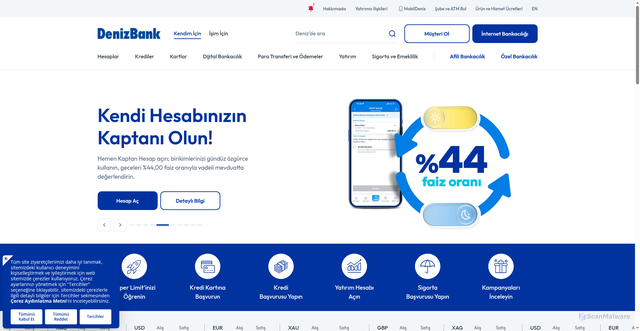 Security scan screenshot of https://www.denizbank.com