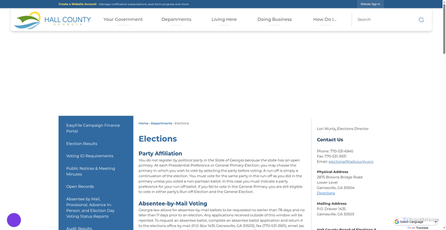 Security scan screenshot of https://www.hallcounty.org/249/Elections