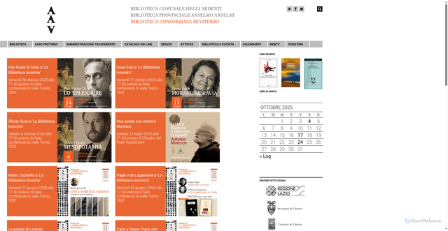 Security scan screenshot of https://www.bibliotecaviterbo.it/